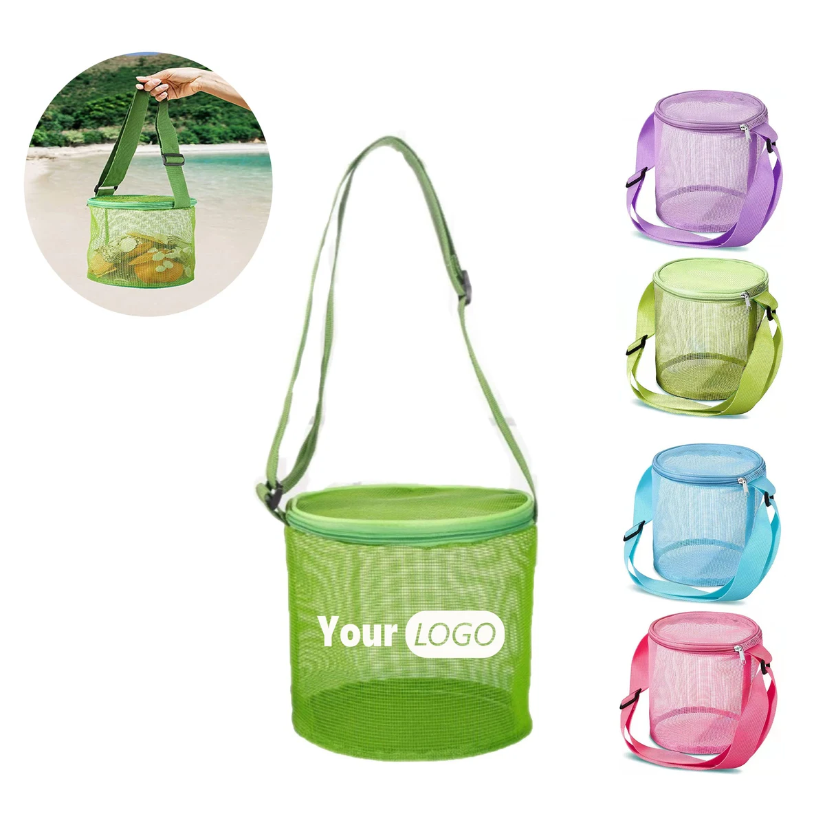 Mesh Beach Toy & Shell Organizer Bucket Bag 1