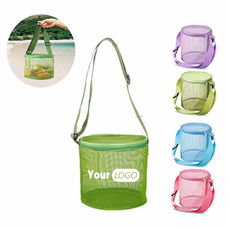 Mesh Beach Toy & Shell Organizer Bucket Bag