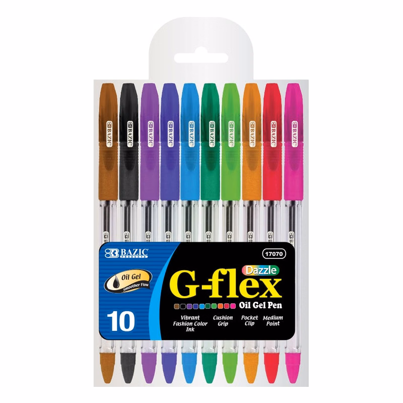 Gel Ink Pens - Vibrant Oil Colors Medium 10 Pack