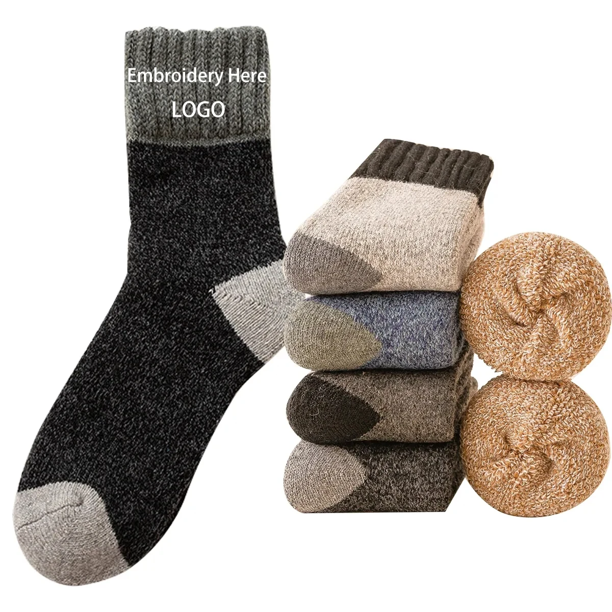 Thick Warm Fleece Wool Solid Winter Cotton Unisex Socks 1