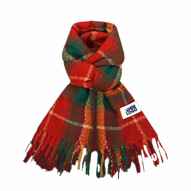 Plush Plaid Feel Scarf Versatile Winter Accessory Christmas