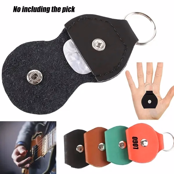 Leather Guitar Pick Holder Case Keychain