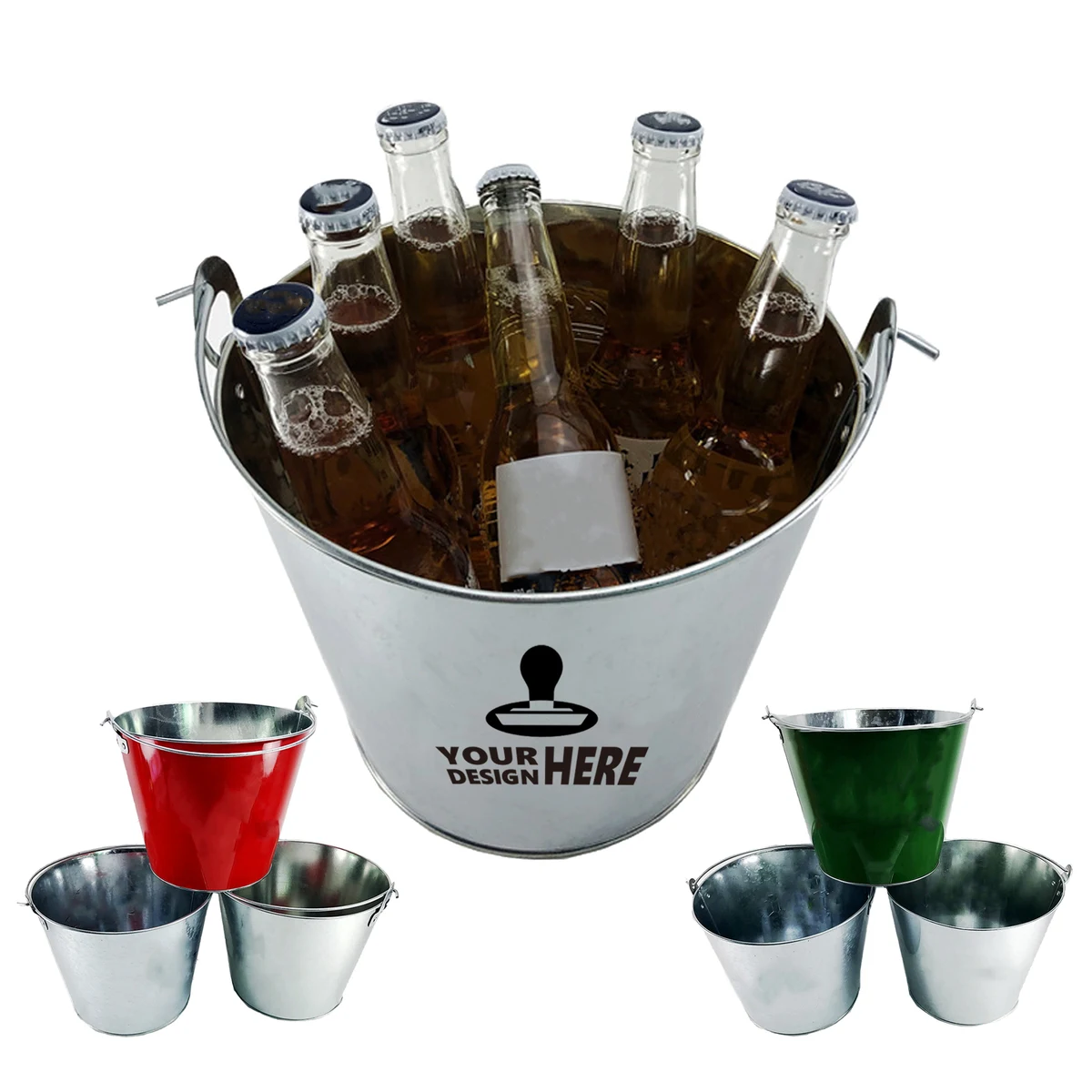 Galvanized Metal Beverage Ice Bucket 1.3 Gallon 1