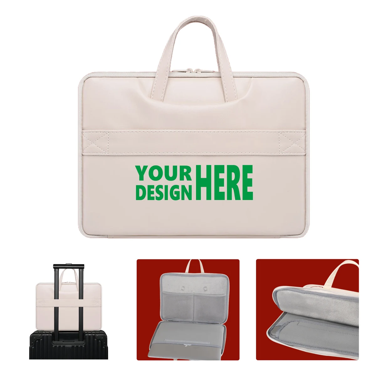 MOQ50 PU Leather Laptop Carrying Case with Handle 1