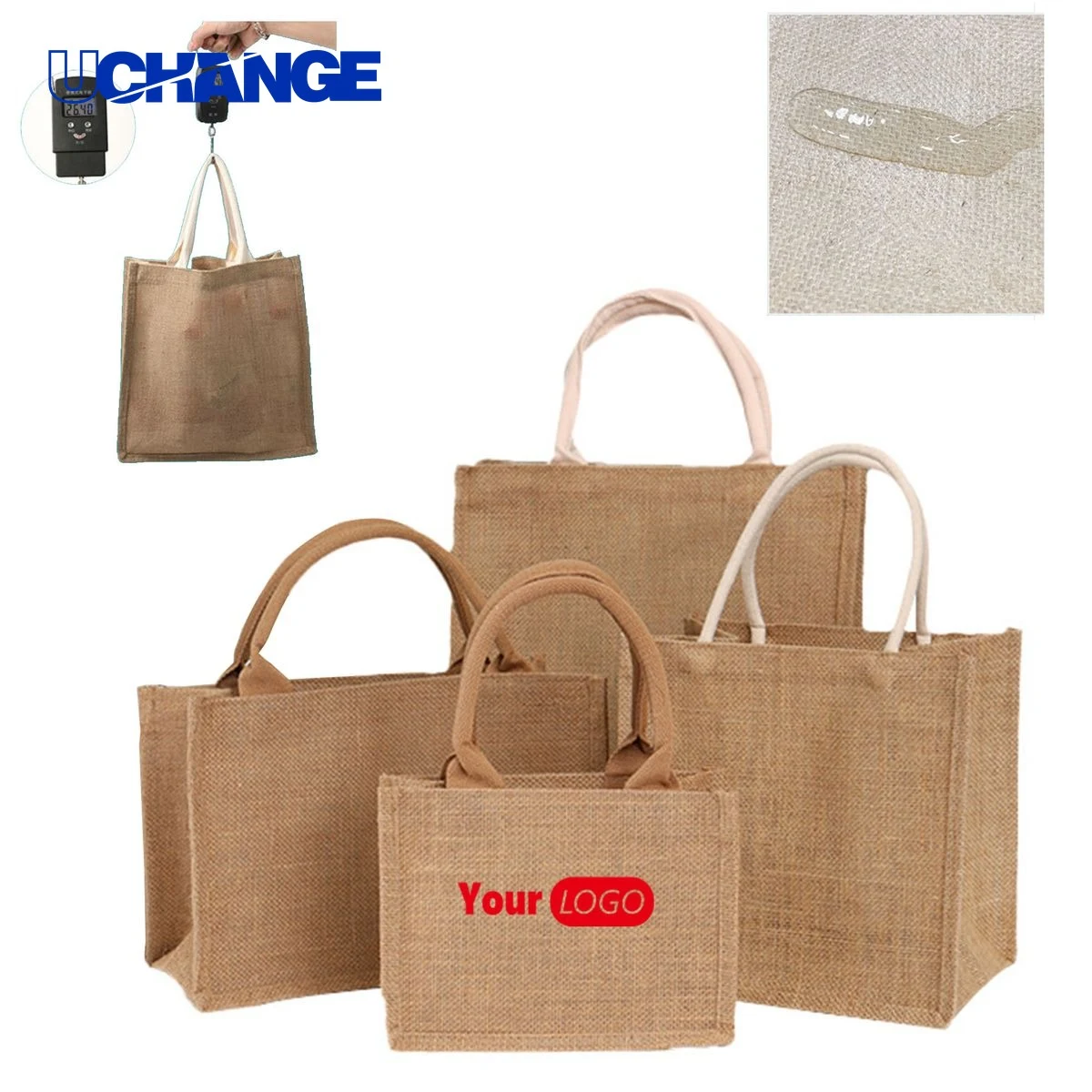 Eco-Friendly Jute Handle Bag, custom tote bag with logo imprint 1