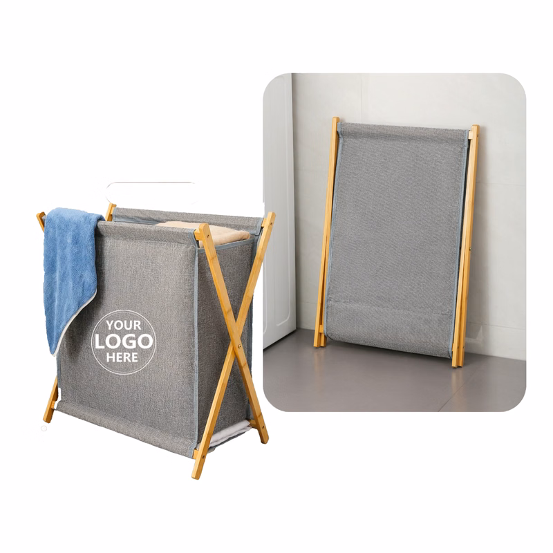 Fabric Laundry Bin with Bamboo Structure