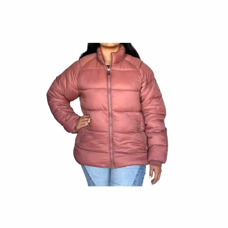 Women's Solid Puffer Jackets Pink XL