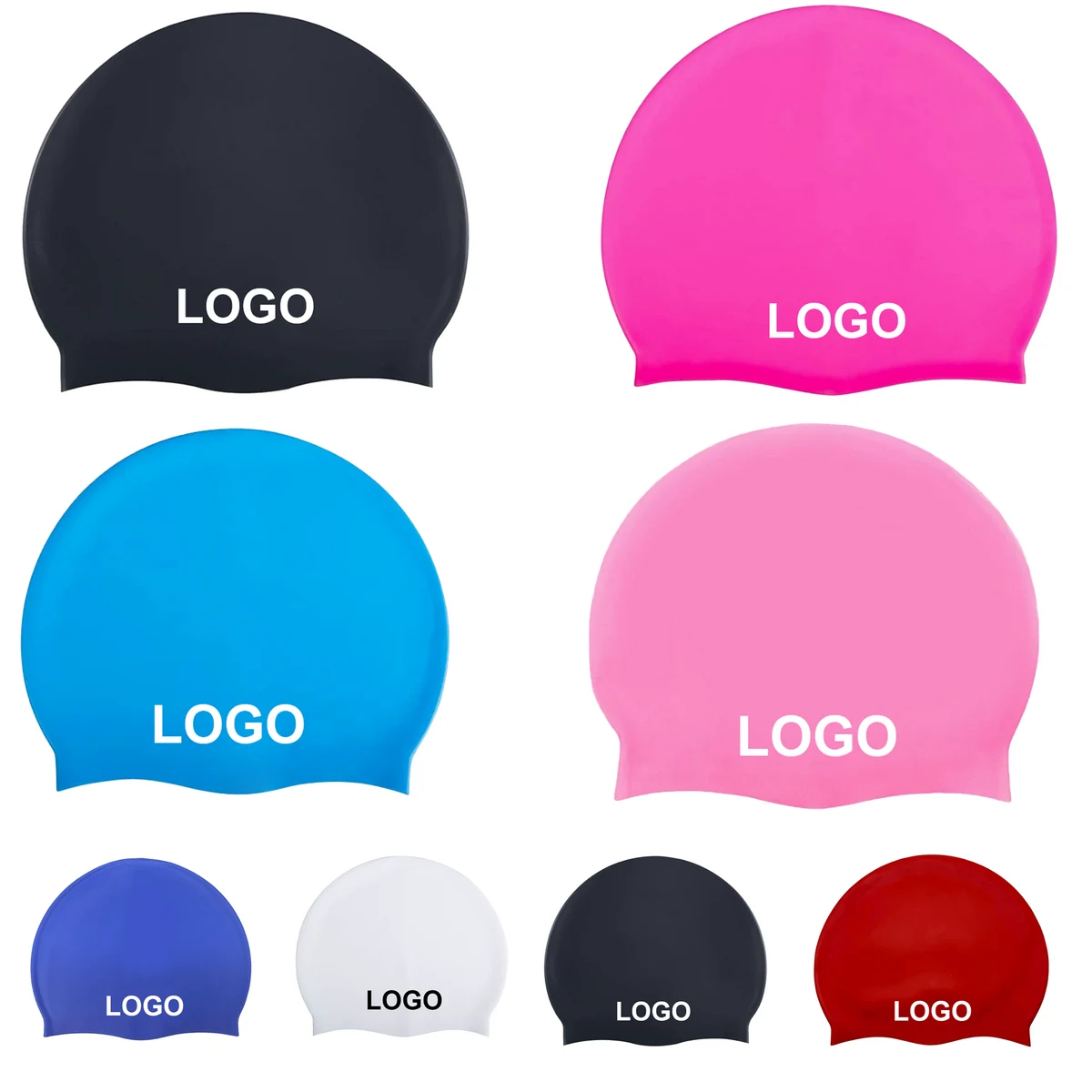 Adult Solid Color Simple Silicone Swim Cap Unisex Head Wear 1