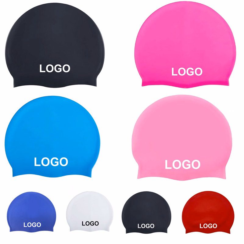 Adult Solid Color Simple Silicone Swim Cap Unisex Head Wear