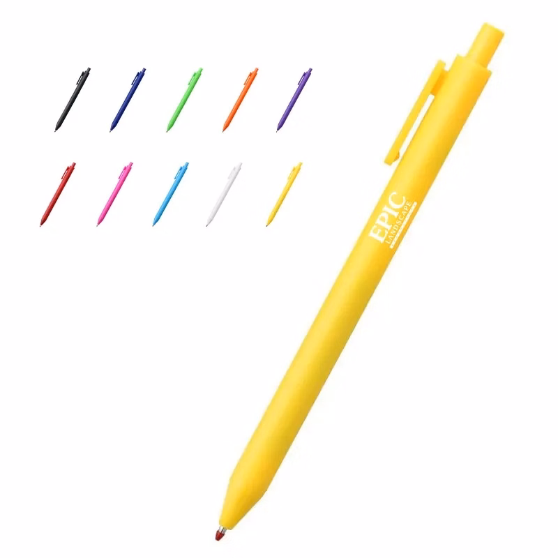 Solid Trim Click Stick Ballpoint Pen with Pocket Clip