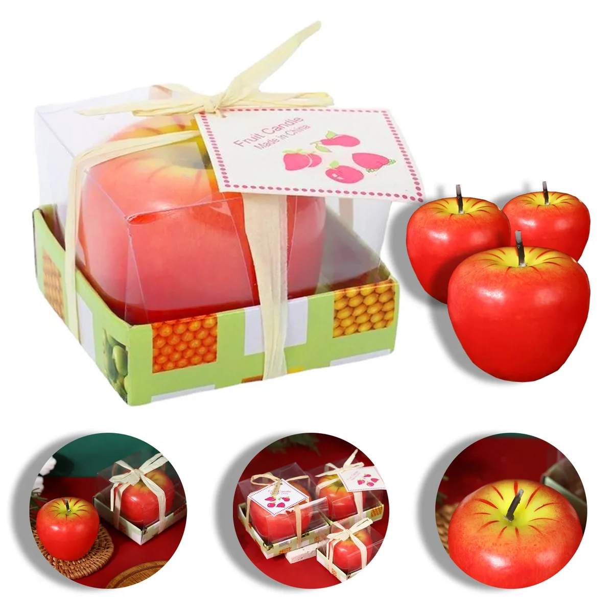 Apple Shaped Christmas Candle Gift 1