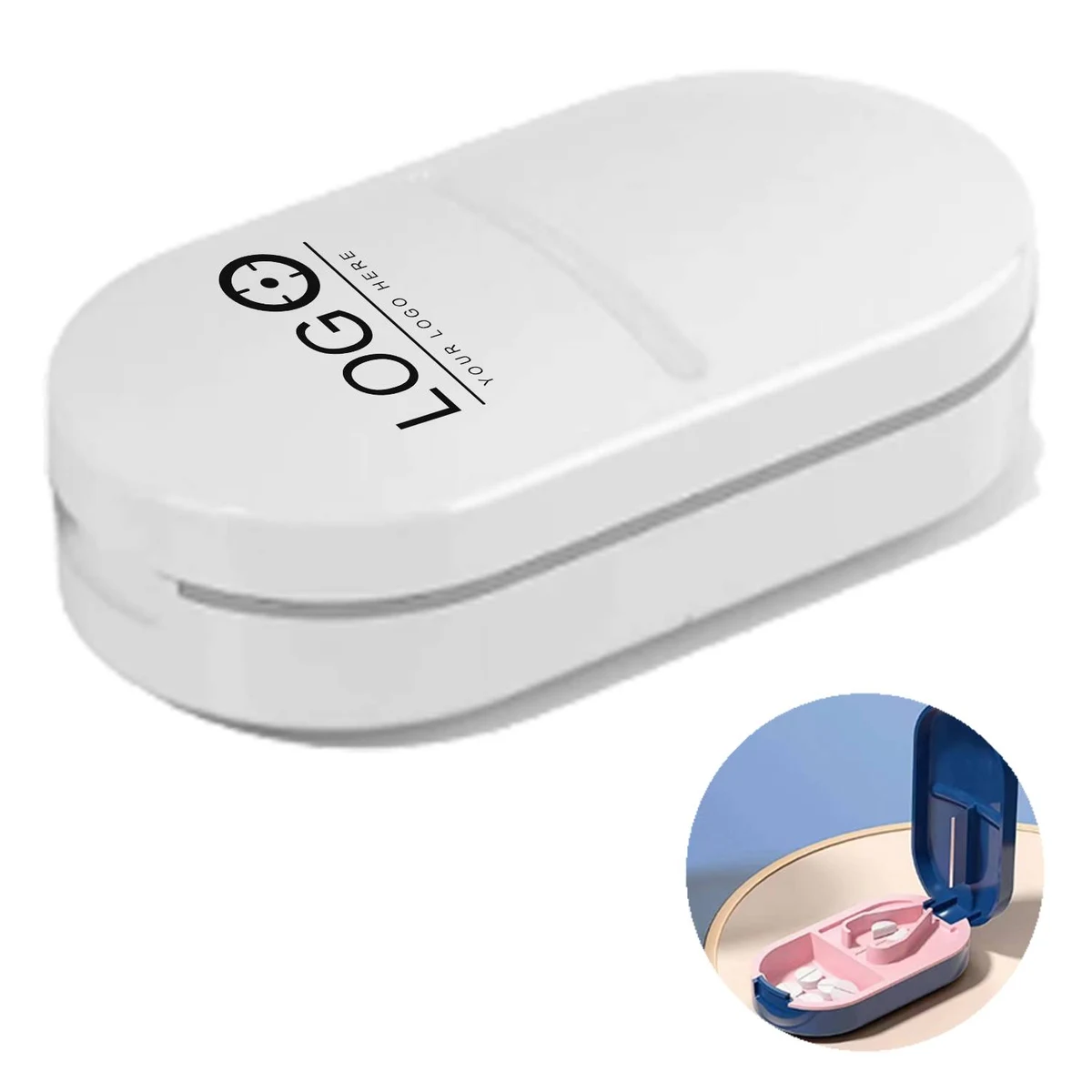 Portable 2-in-1 Pill Splitter with Storage Box 1
