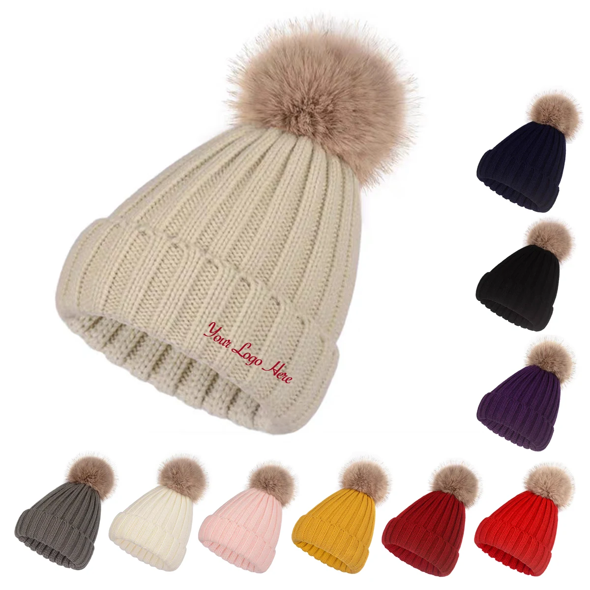 Women Winter Cuffed Knitted Beanie Hat 1