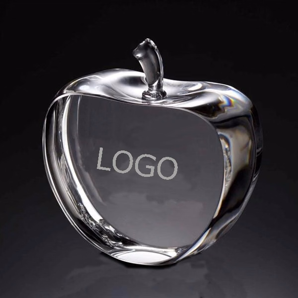 Engravable Crystal Apple Paperweight