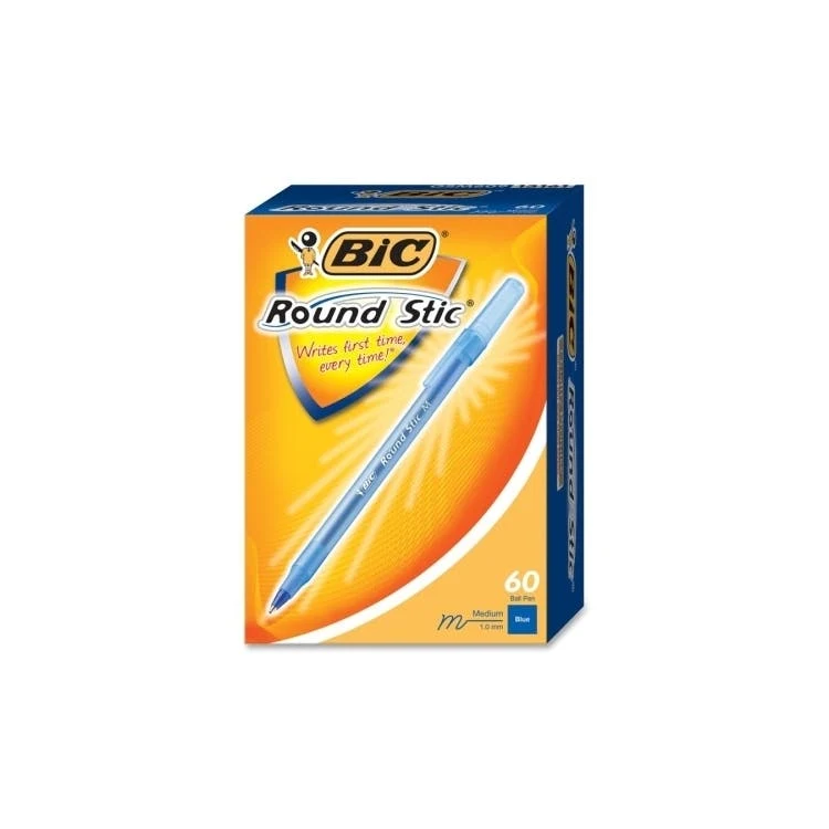 Bic Round Stick Ballpoint Pens - Med. Pt. Blue Ink 1