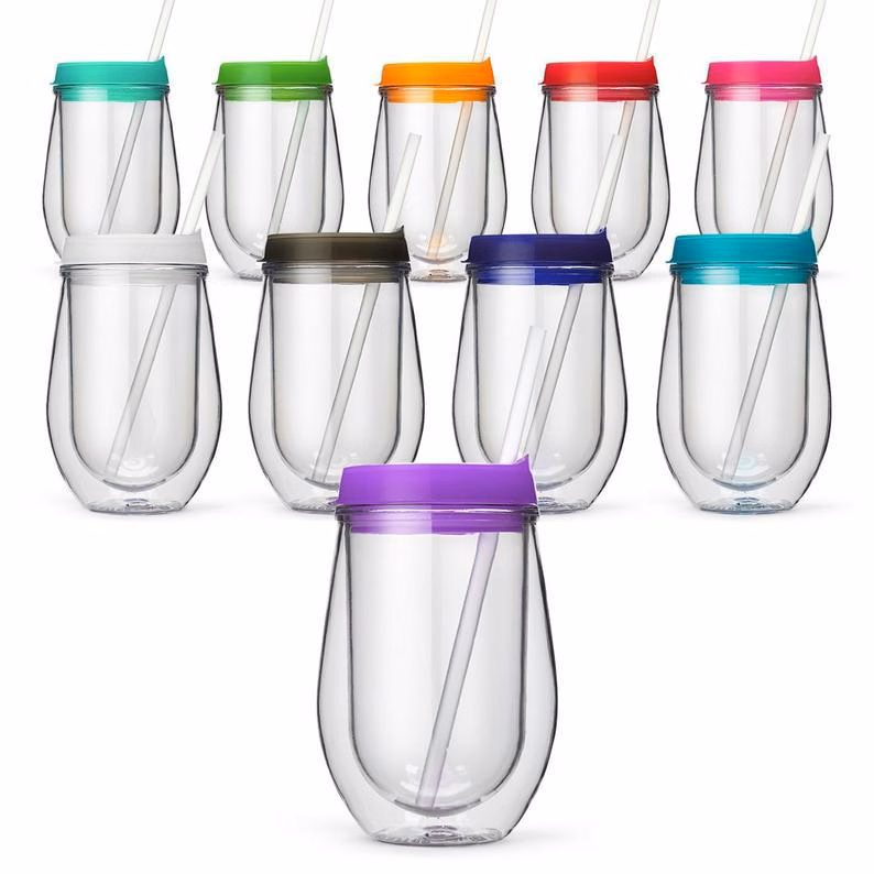 12 Oz Clear Insulated Double Wall Tumbler for Coffee,Juice