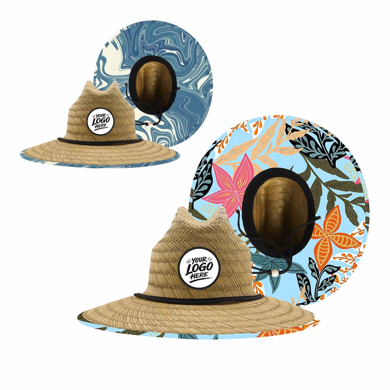 Custom Lifeguard Straw Sun Hat With Wide Brim