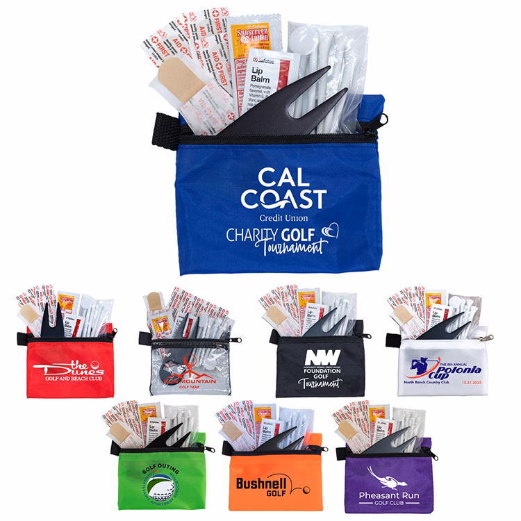 "DEL MONTE" 14 Piece Golf Kit Components inserted into Zipper Pack