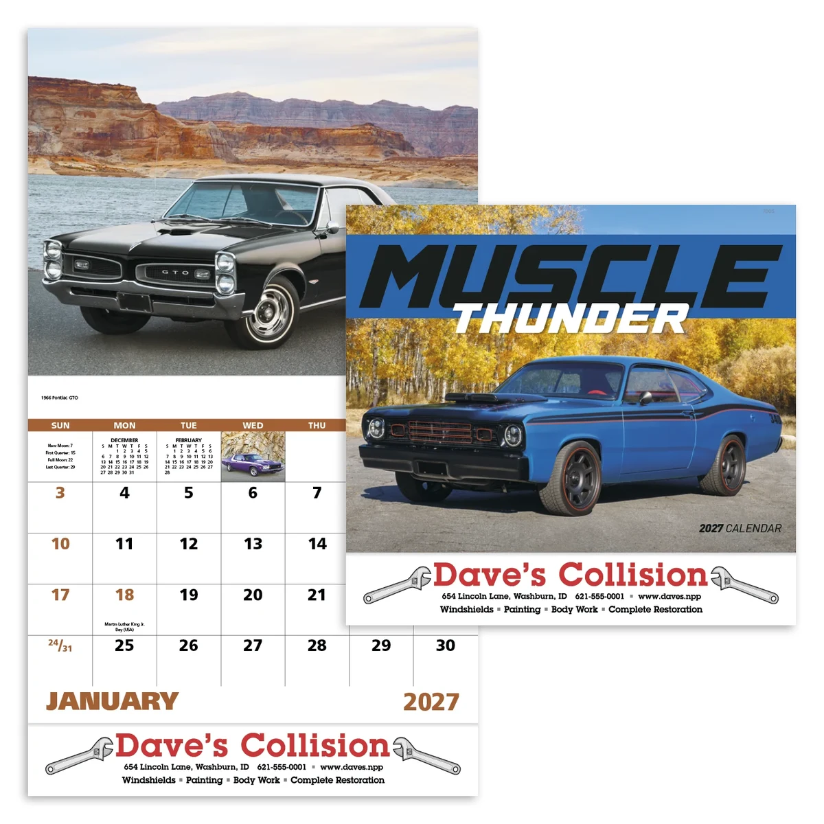13 Month Muscle / Thunder Car Wall Calendar - Stapled 1