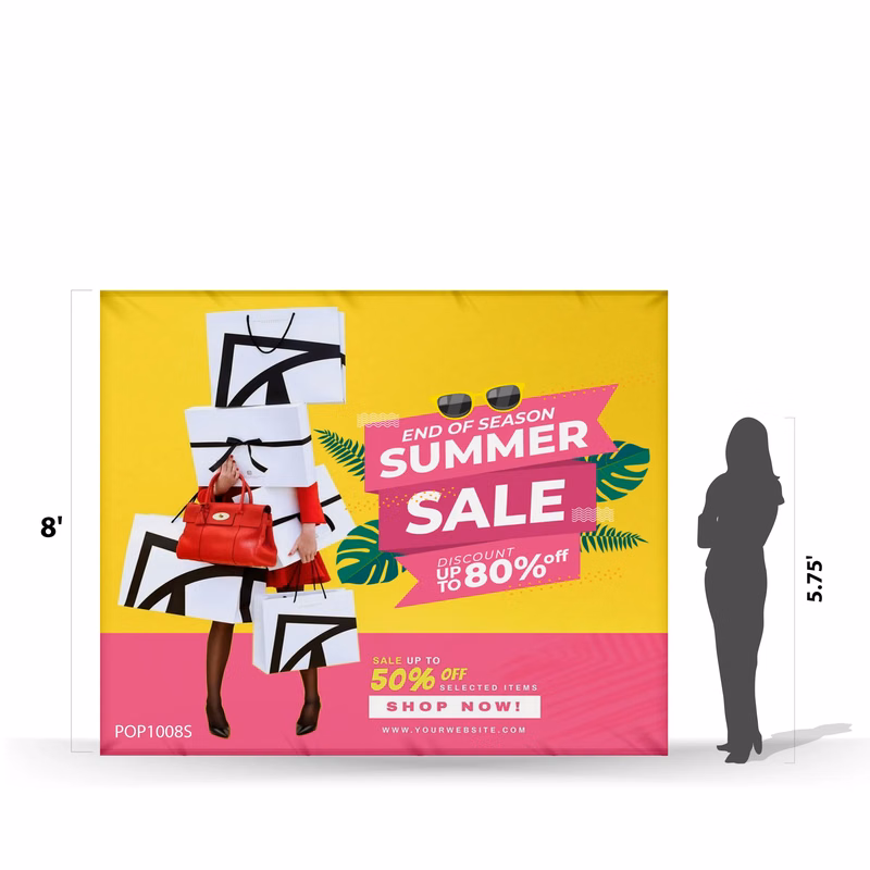 10'x8' Straight Pop Up Fabric Foldable Display Wall w Endcap