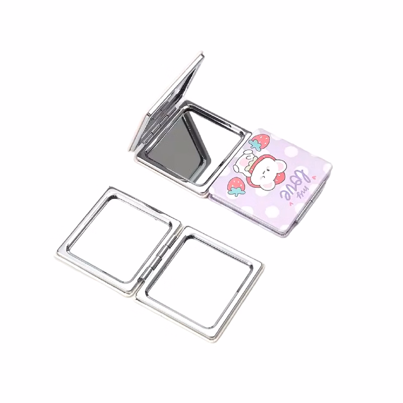 Square PU Leather Folding Compact Mirror