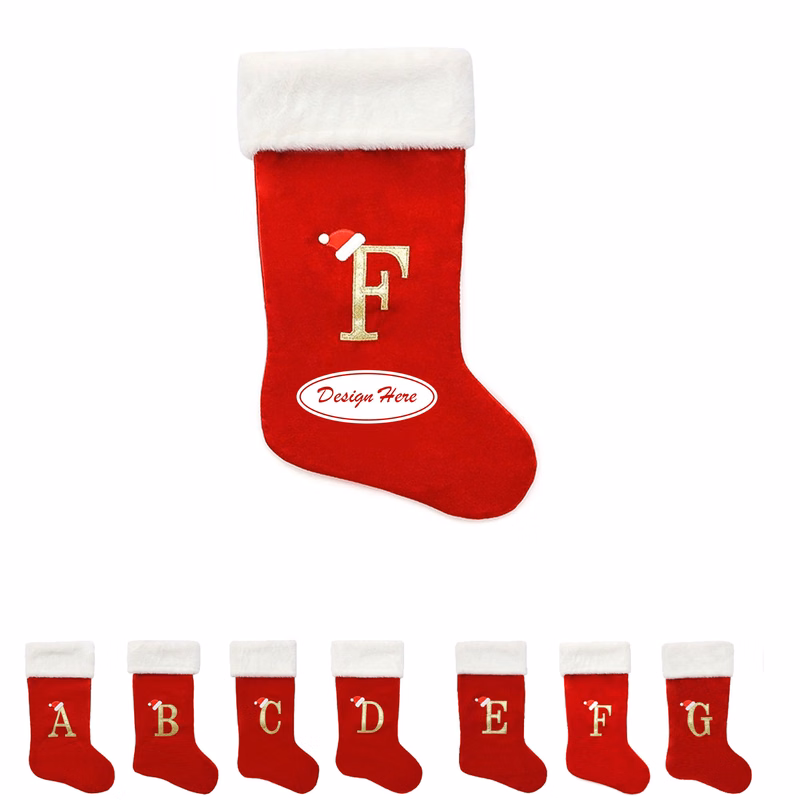 Premium Red Christmas Stockings with Personalized Letters