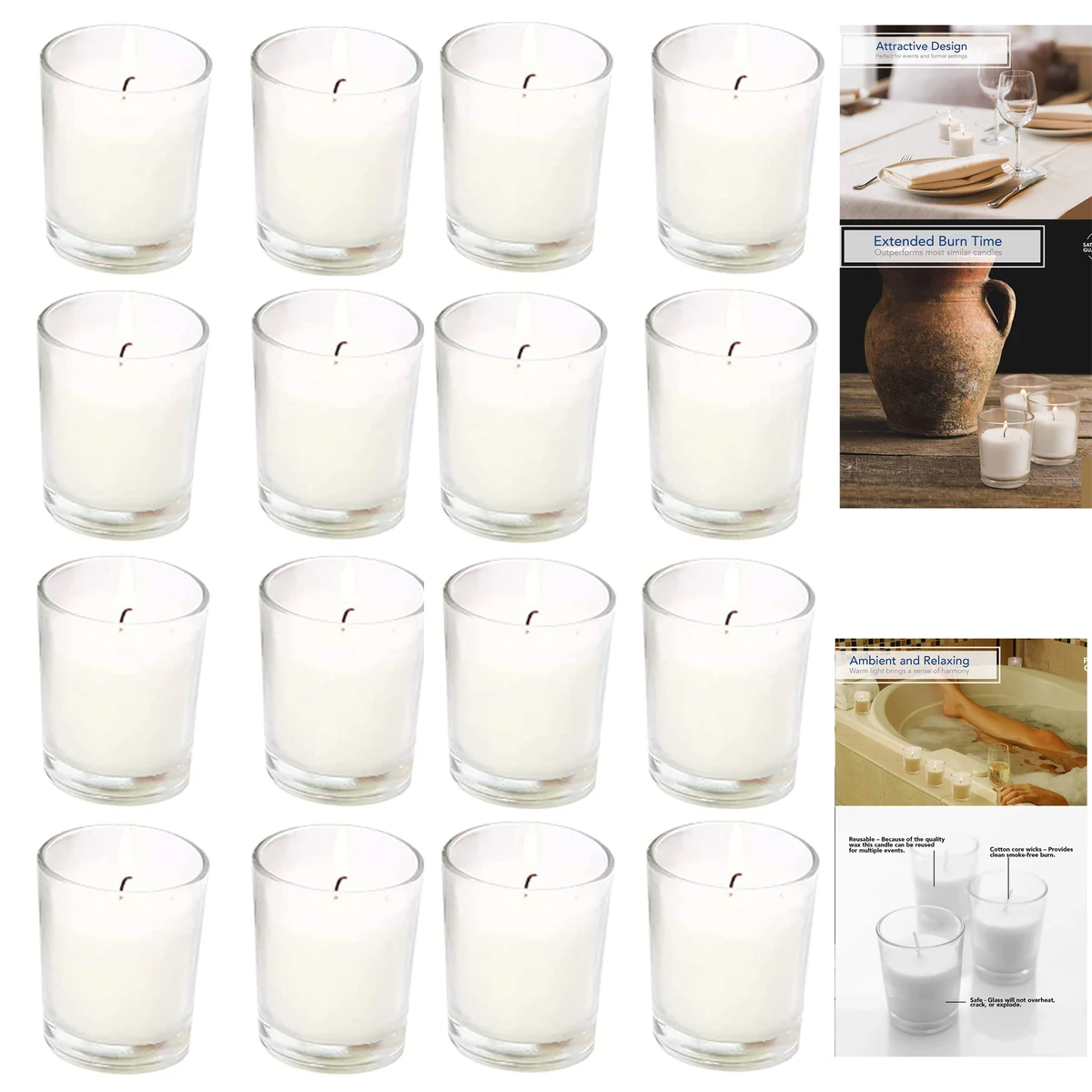 Warm White Unscented Votive Candle 1