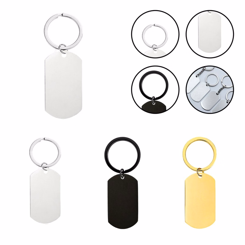 Rectangular Stainless Tag Keychain