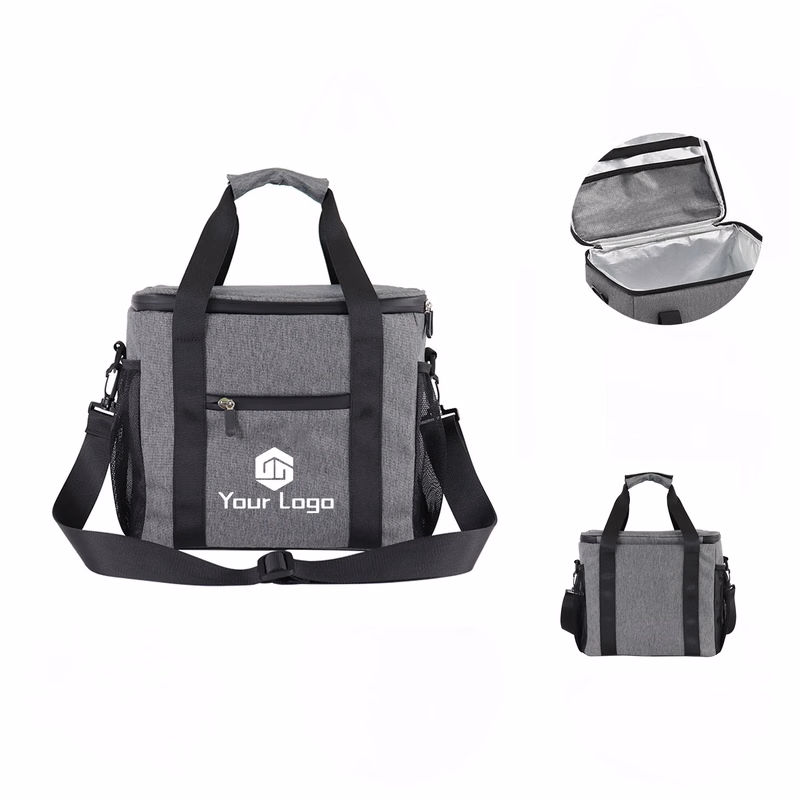 600D Oxford Cooler Bag with Mesh Pocket and Shoulder Straps