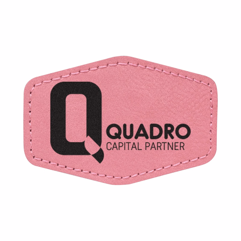 3" x 2" Pink Leatherette Hexagonal Patch with Adhesive