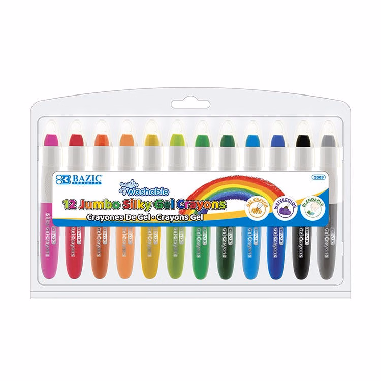 Jumbo Gel Crayons - 12 Colors Non-Toxic