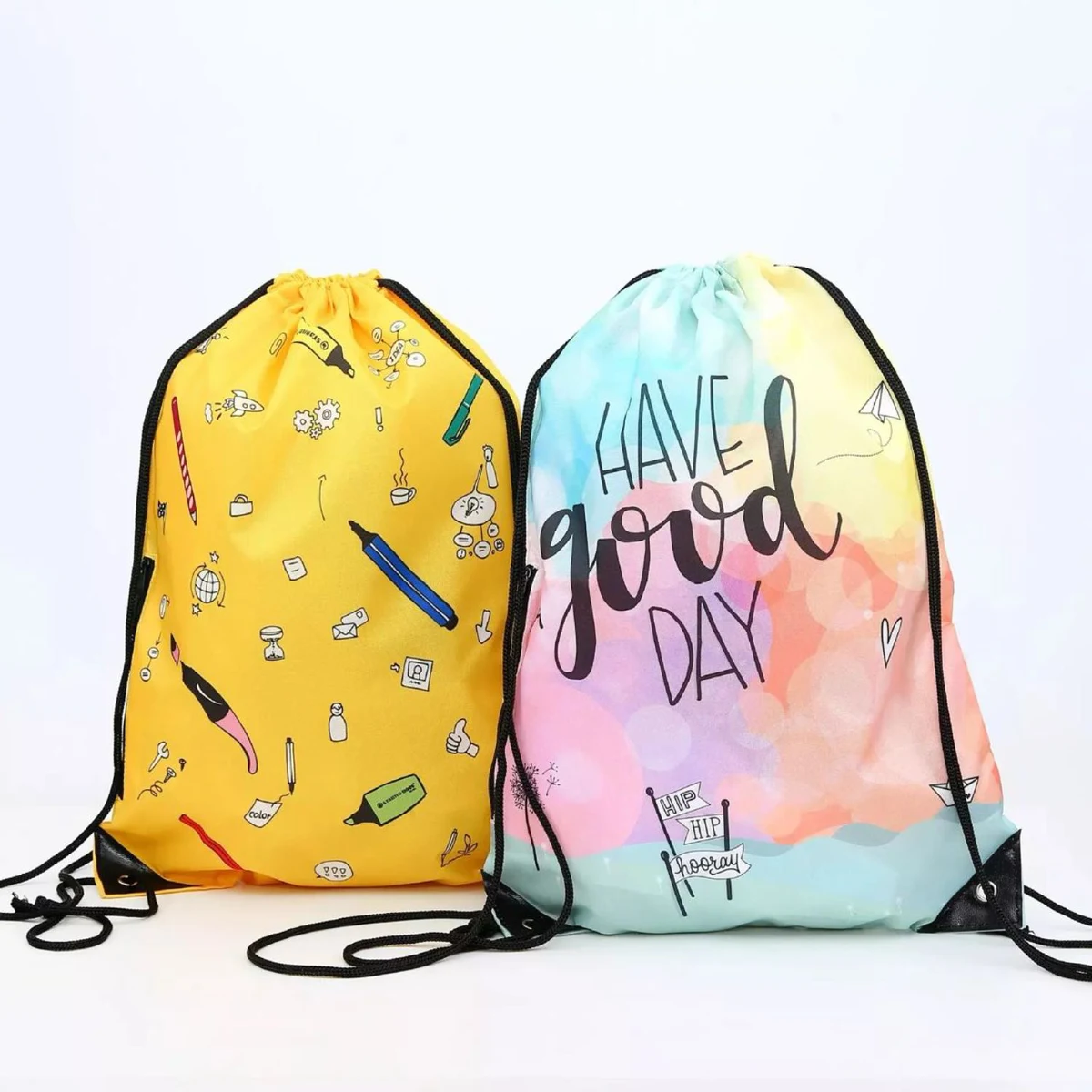 210D Polyester Sublimated Drawstring Bag w/ Reinforced Edge (14" x 17") 1