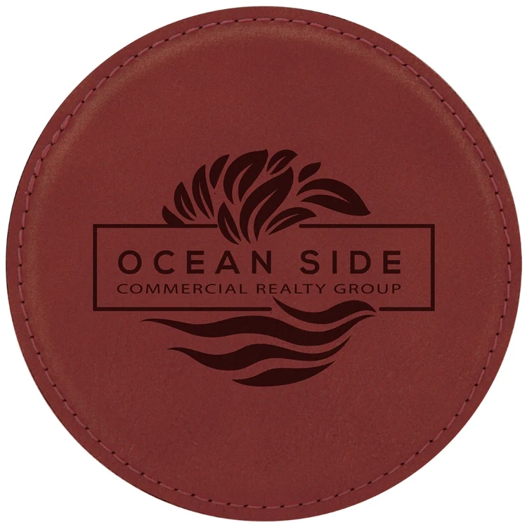 Rose Leatherette Individual Round Coaster 1