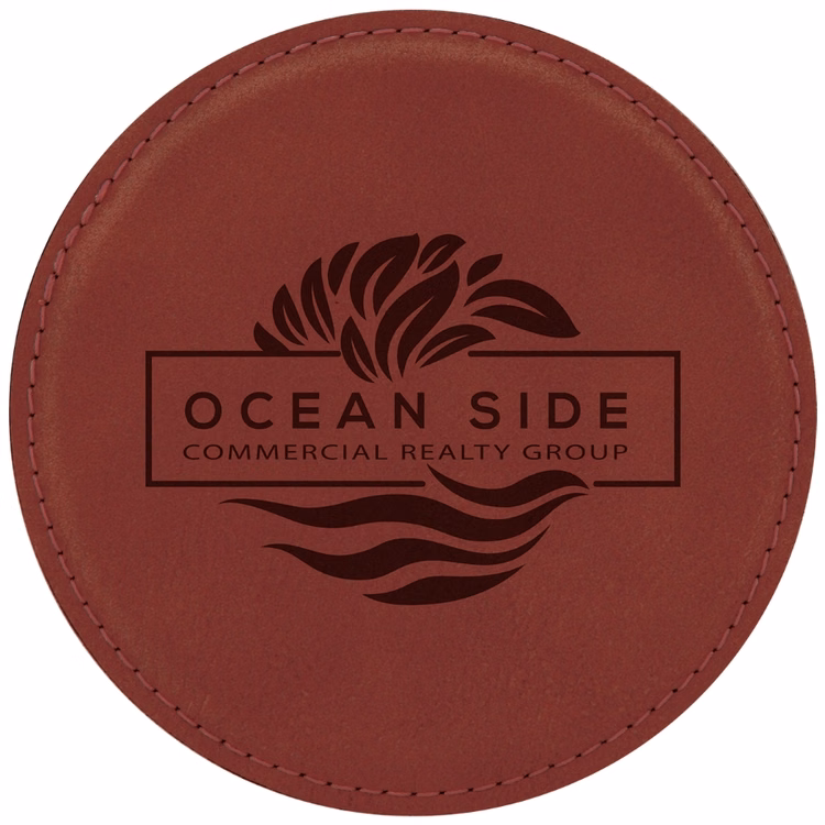 Rose Leatherette Individual Round Coaster