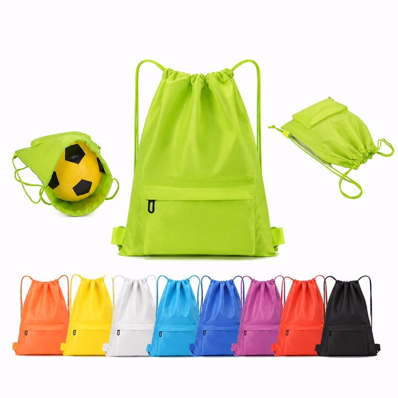 Personalized Nylon Cinch Sack Featuring Zippered Compartment