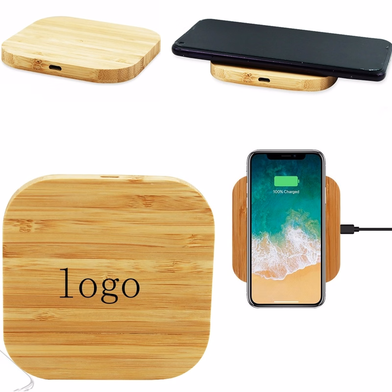 Square Bamboo Wood Wireless Charger