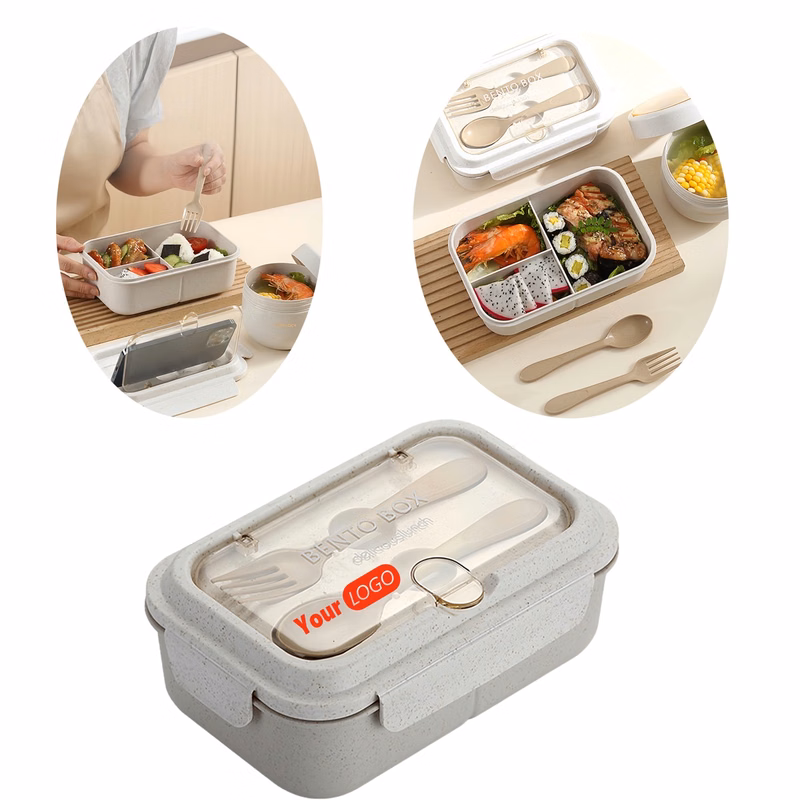 Simple Microwaveable Bento Box With Fork And Spoon