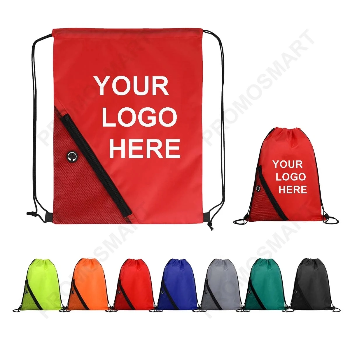 Earphone Hole Mesh Drawstring Backpack 1