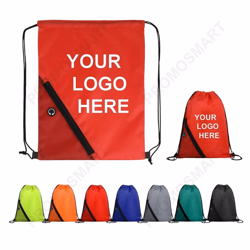 Earphone Hole Mesh Drawstring Backpack