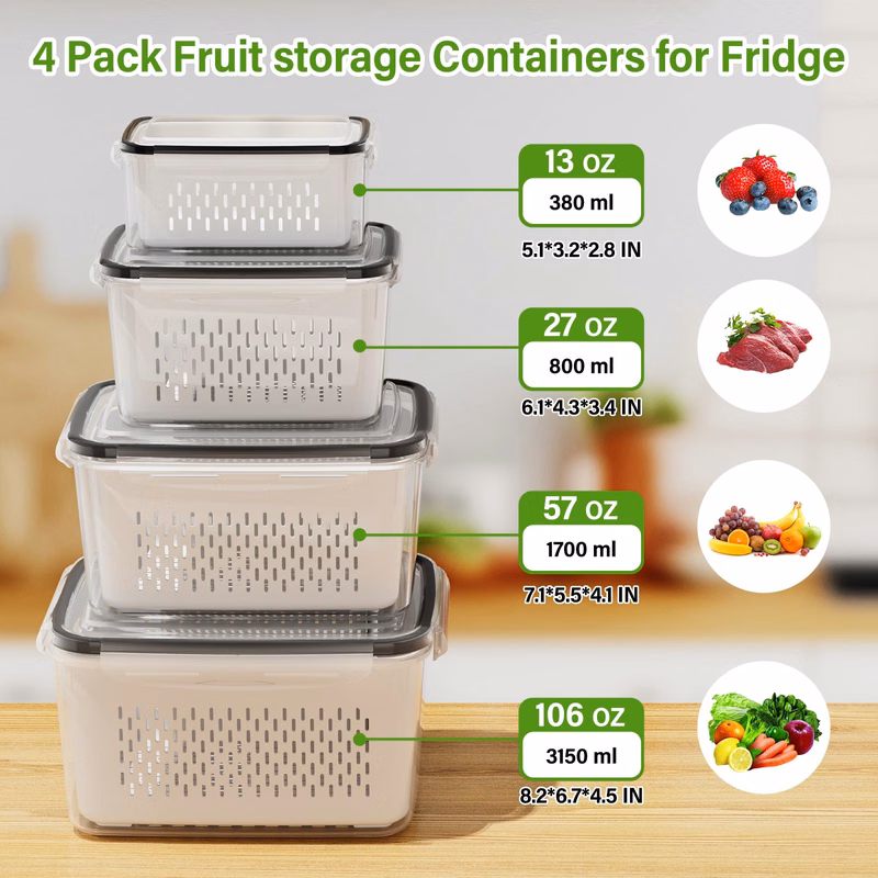 Portable Double-Layer Picnic Basket with Drain—Fridge Safe