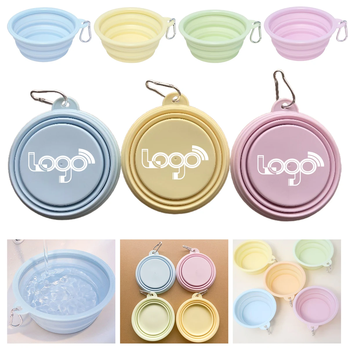 MOQ 50 Portable Collapsible Pet Bowl with Carabiner 1