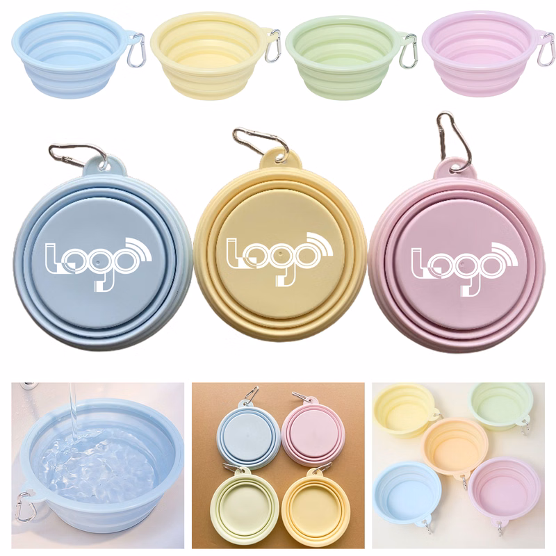 MOQ 50 Portable Collapsible Pet Bowl with Carabiner