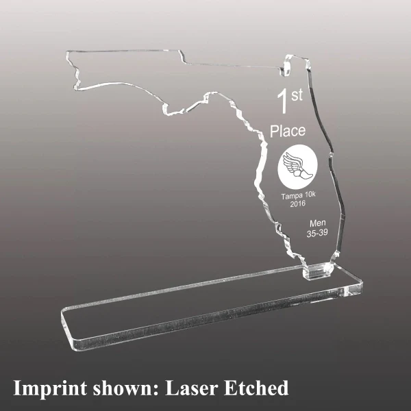 State of Florida Shaped Acrylic Award - Laser Etched 1