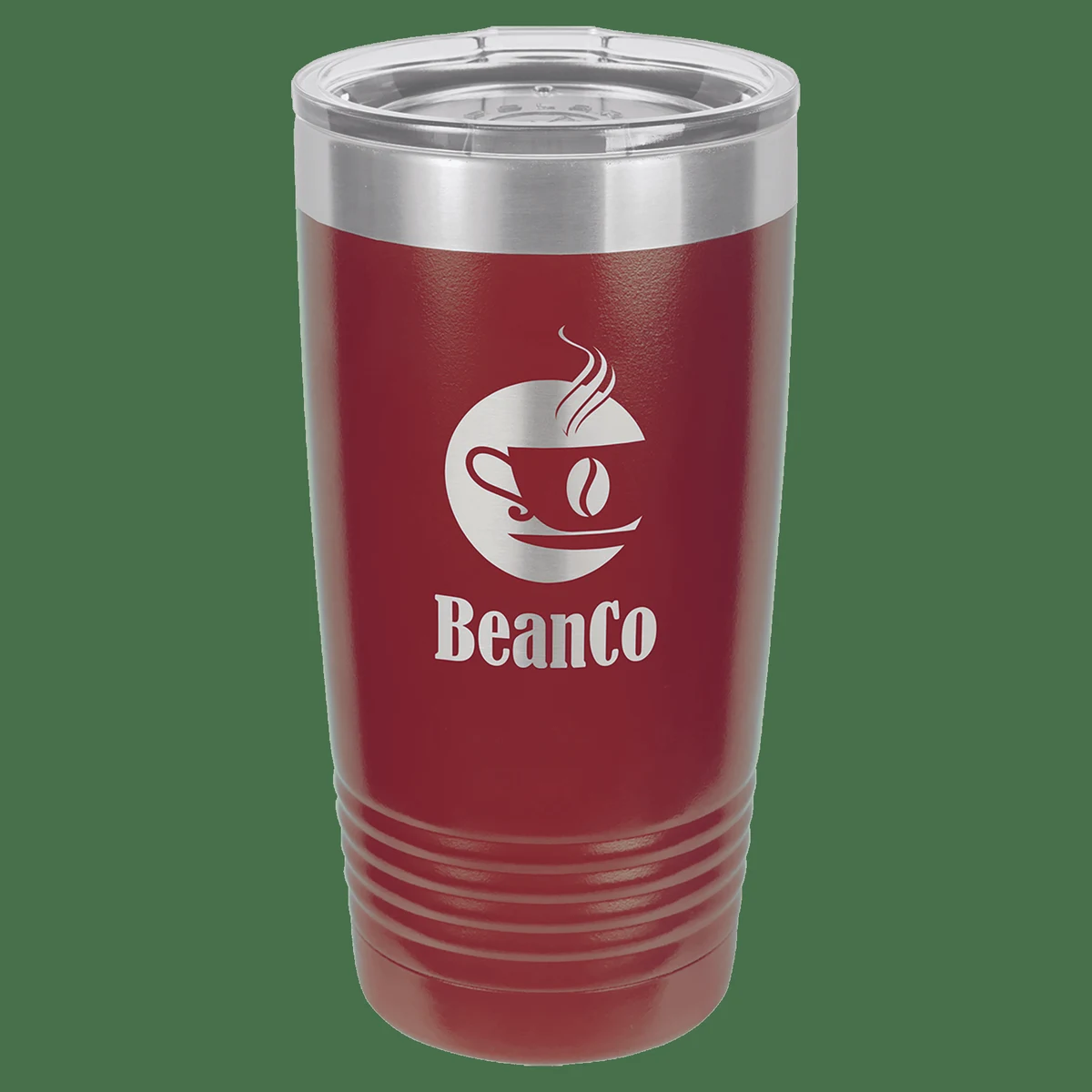 Polar Camel 20 oz. Maroon Vacuum Insulated Ringneck Tumbler with Clear Lid, custom tumbler with logo imprint 1