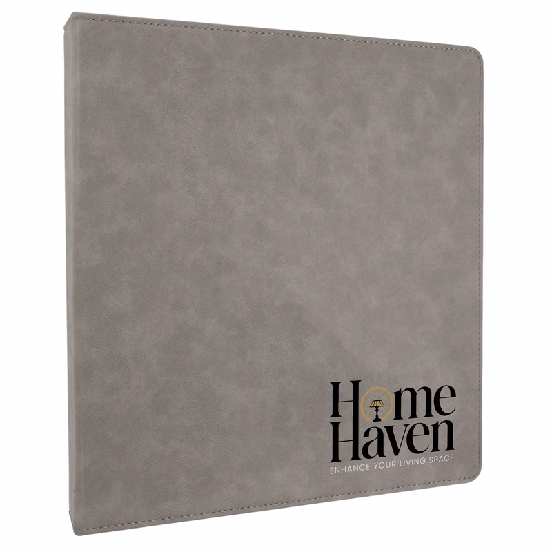 10 " x 11 " Gray Leatherette 3-Ring Binder w/ 1" Slant D-Rings