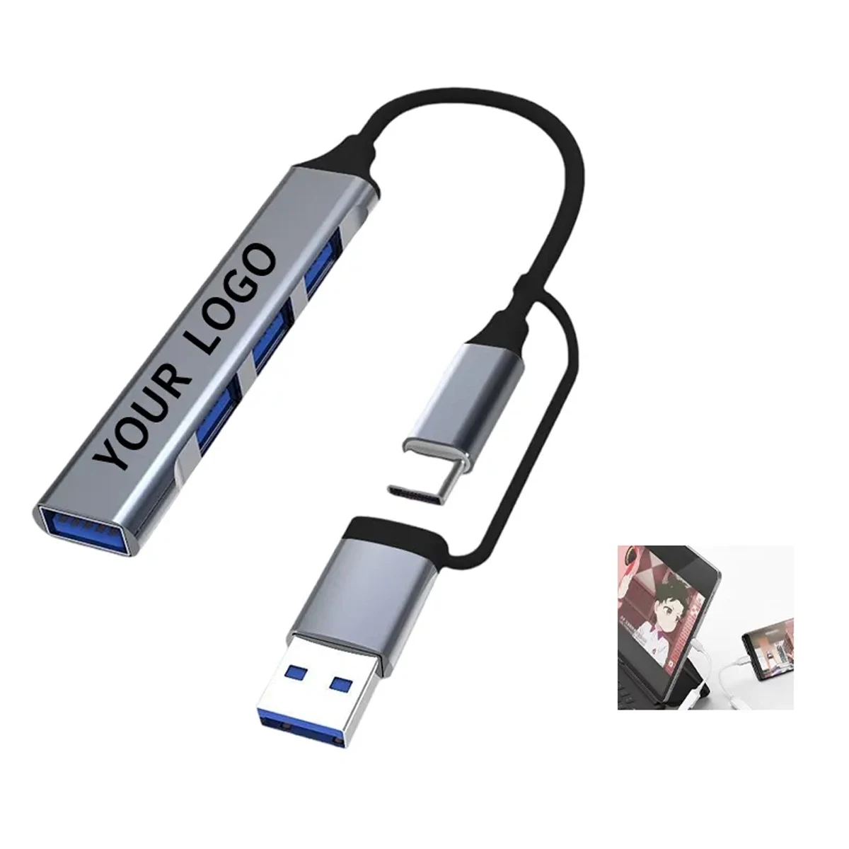 Alloy USB Port Expander with Dual Plug Design 1