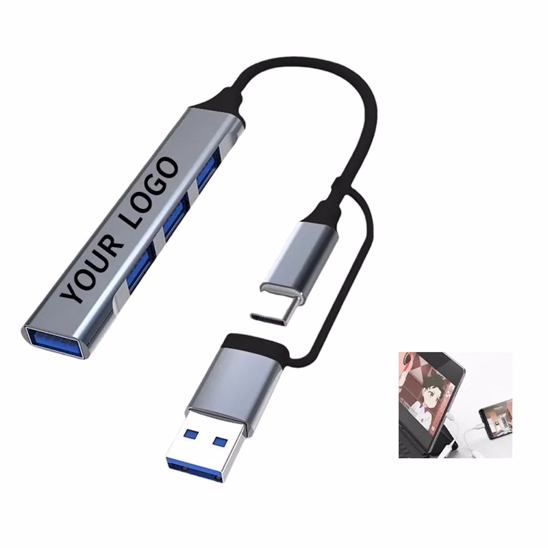 Alloy USB Port Expander with Dual Plug Design
