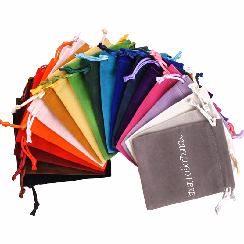Colorful Velvet Gift Bags with Drawstring