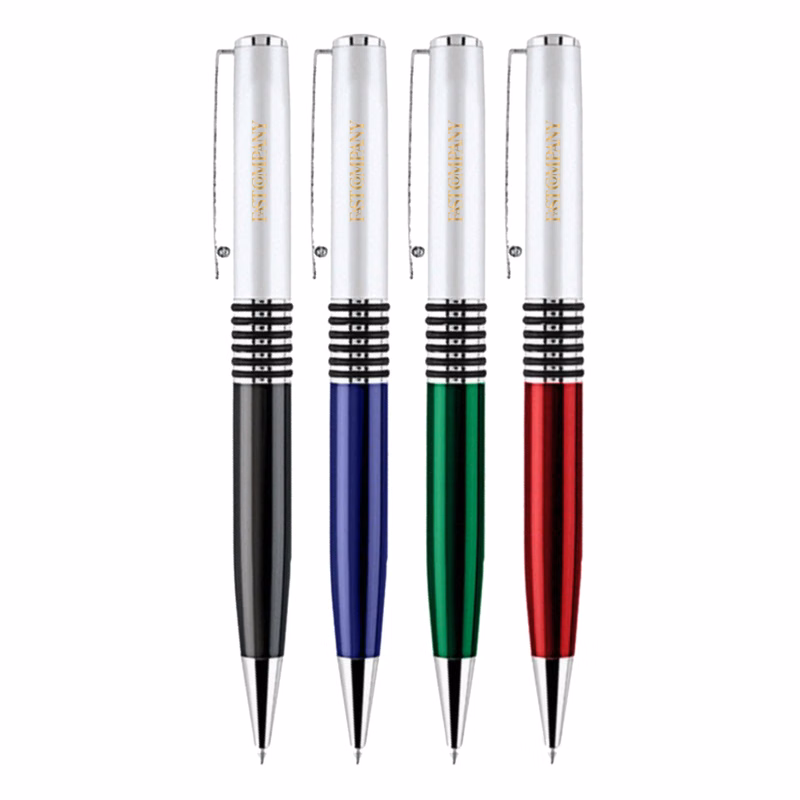 Union Printed - Ruby Satin Chrome Twist Metal Pen