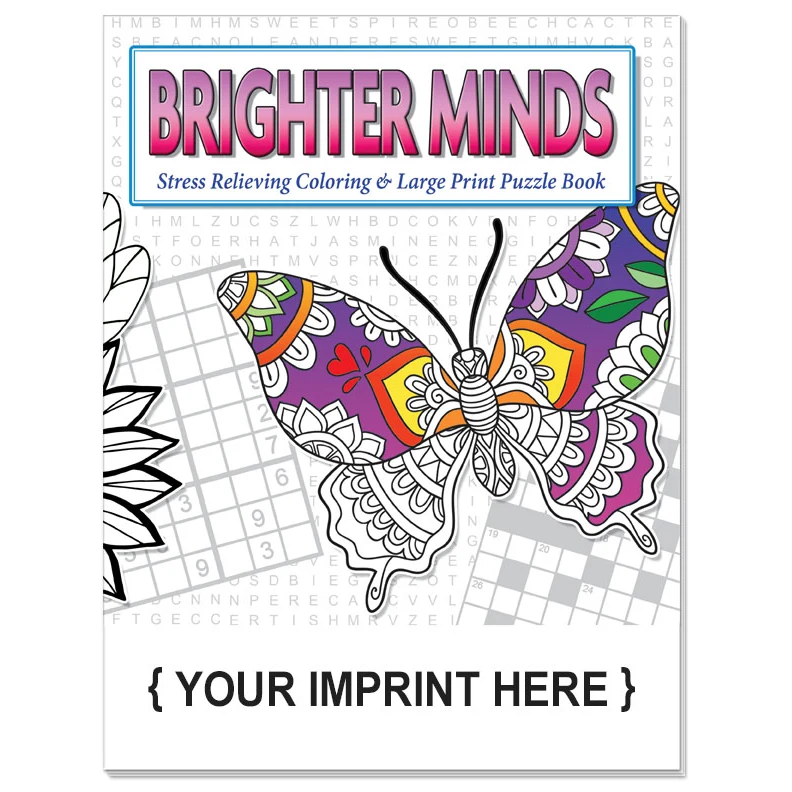 Brighter Minds - Adult Coloring and Large Print Puzzle Book Combo 1